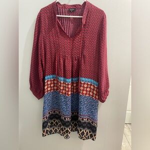 Tolani Red and Blue Patterned Tunic